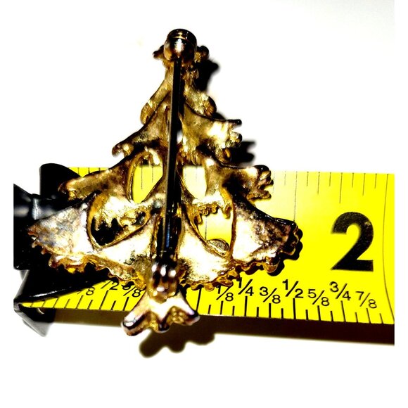 Vintage Gerrys Christmas Candle and Tree Brooch Gold Tone Enamel Holiday Pin - Picture 6 of 8